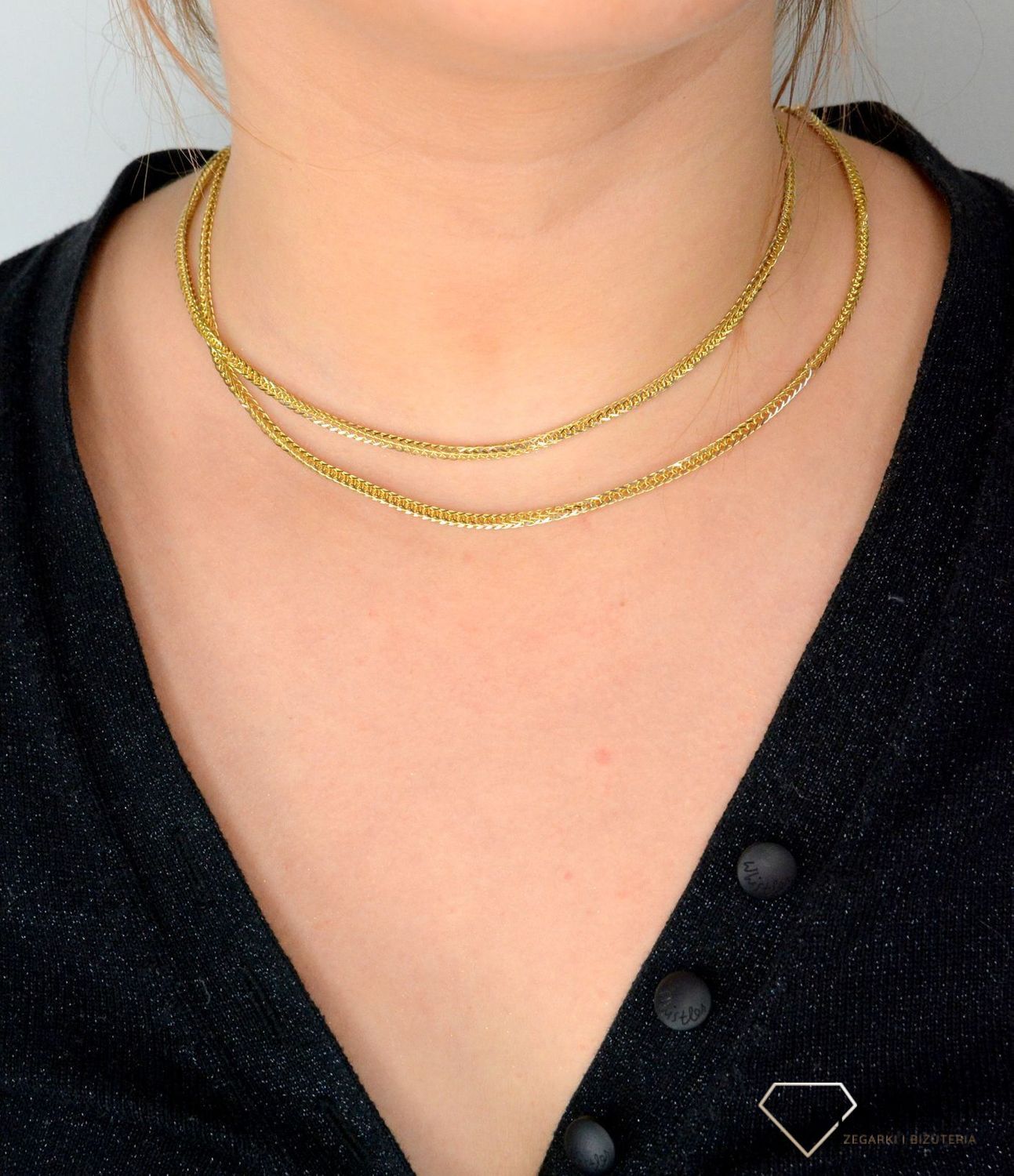 Złoty łańcuszek lisi ogon z białym złotem DIA-LAN-4242-585 3mm.jpg